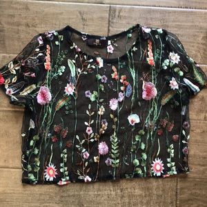 Sheer floral crop top